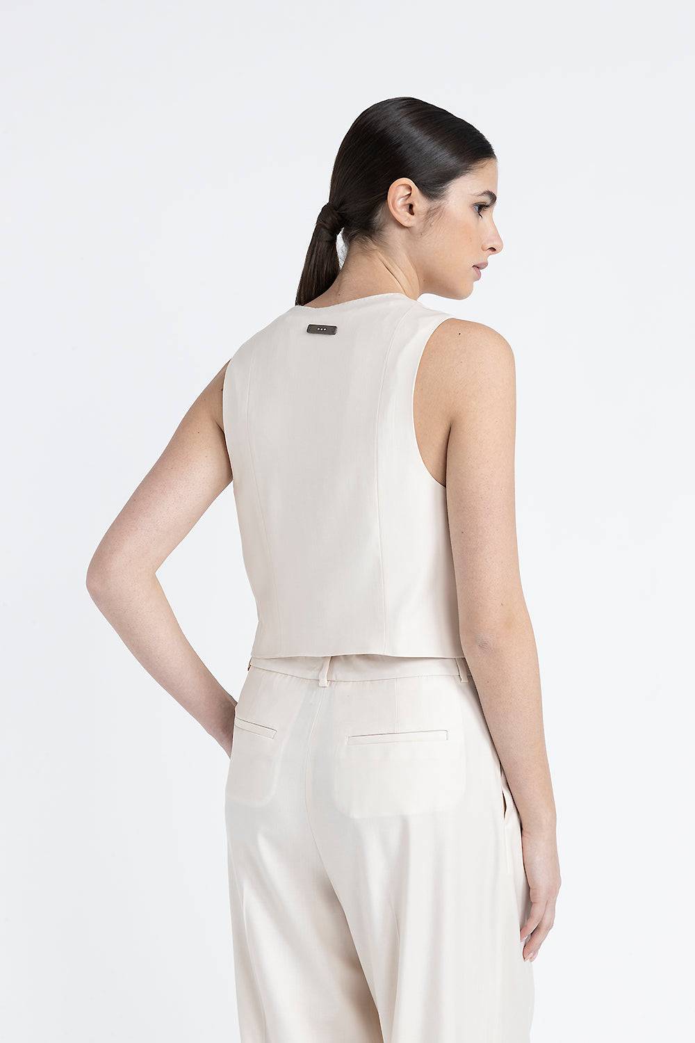 Peserico Gilet monopetto tre bottoni in twill di lana viscosa Italy