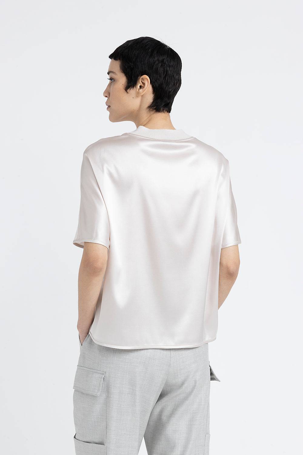 Peserico T-shirt girocollo in raso di seta Italia