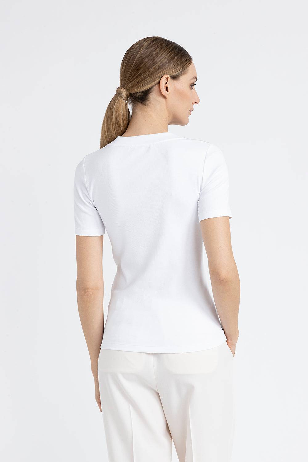 Peserico T-shirt in jersey con scollo a V in seta In Linea