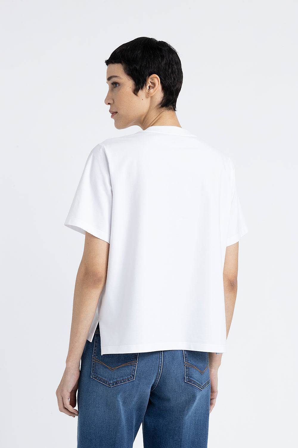 Peserico T-shirt in jersey di cotone con ricamo Nuovo
