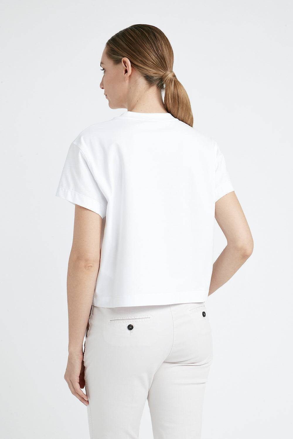 Peserico T-shirt in jersey di cotone con ricamo Qualità