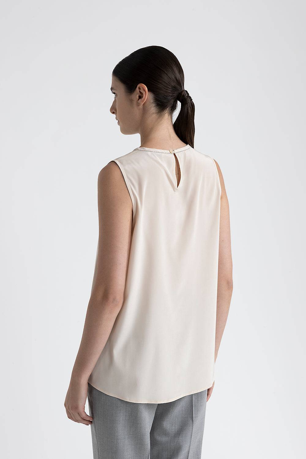 Peserico Top girocollo in crepe de chine di seta Pezzi Unici