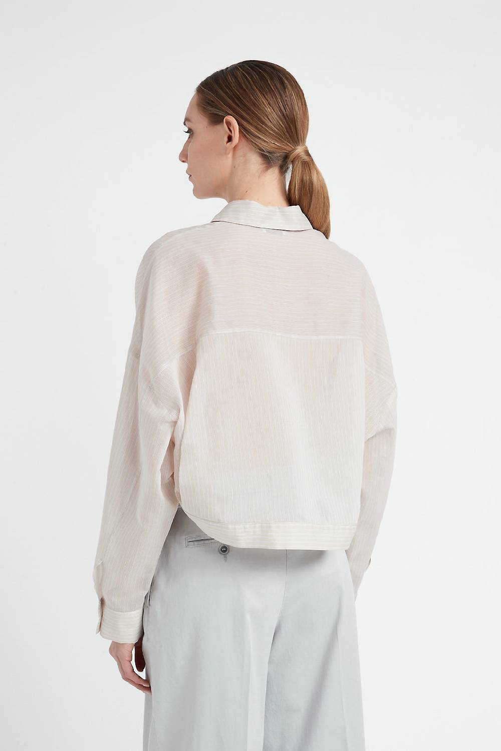Peserico Camicia in organza rigata di cotone e seta Negozi Online