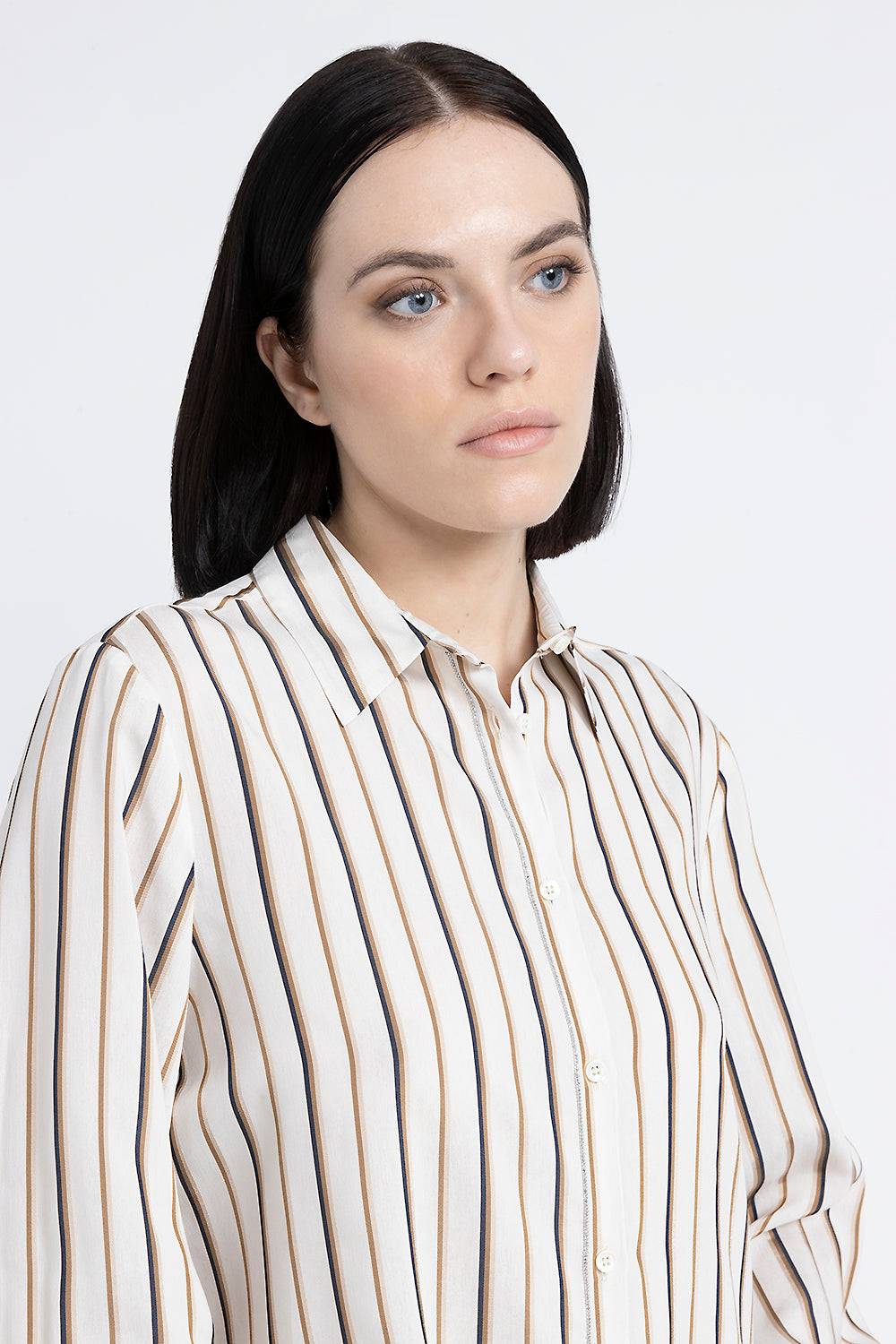 Peserico Camicia a righe in viscosa e seta Acquista Ora