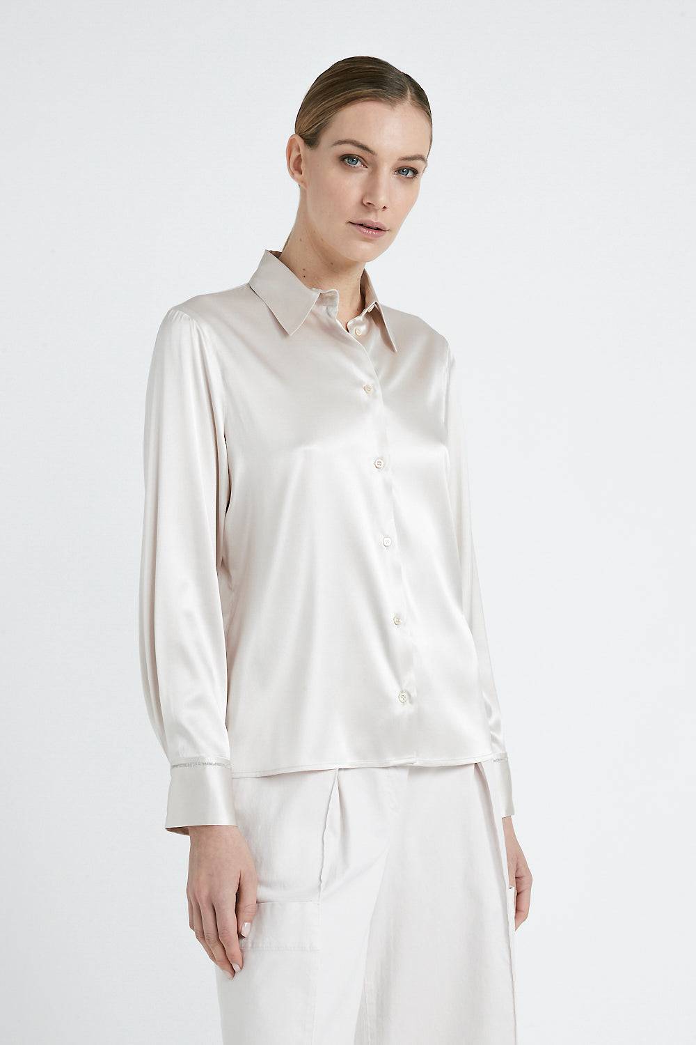 Peserico Camicia in raso di seta stretch Promozione Limitata