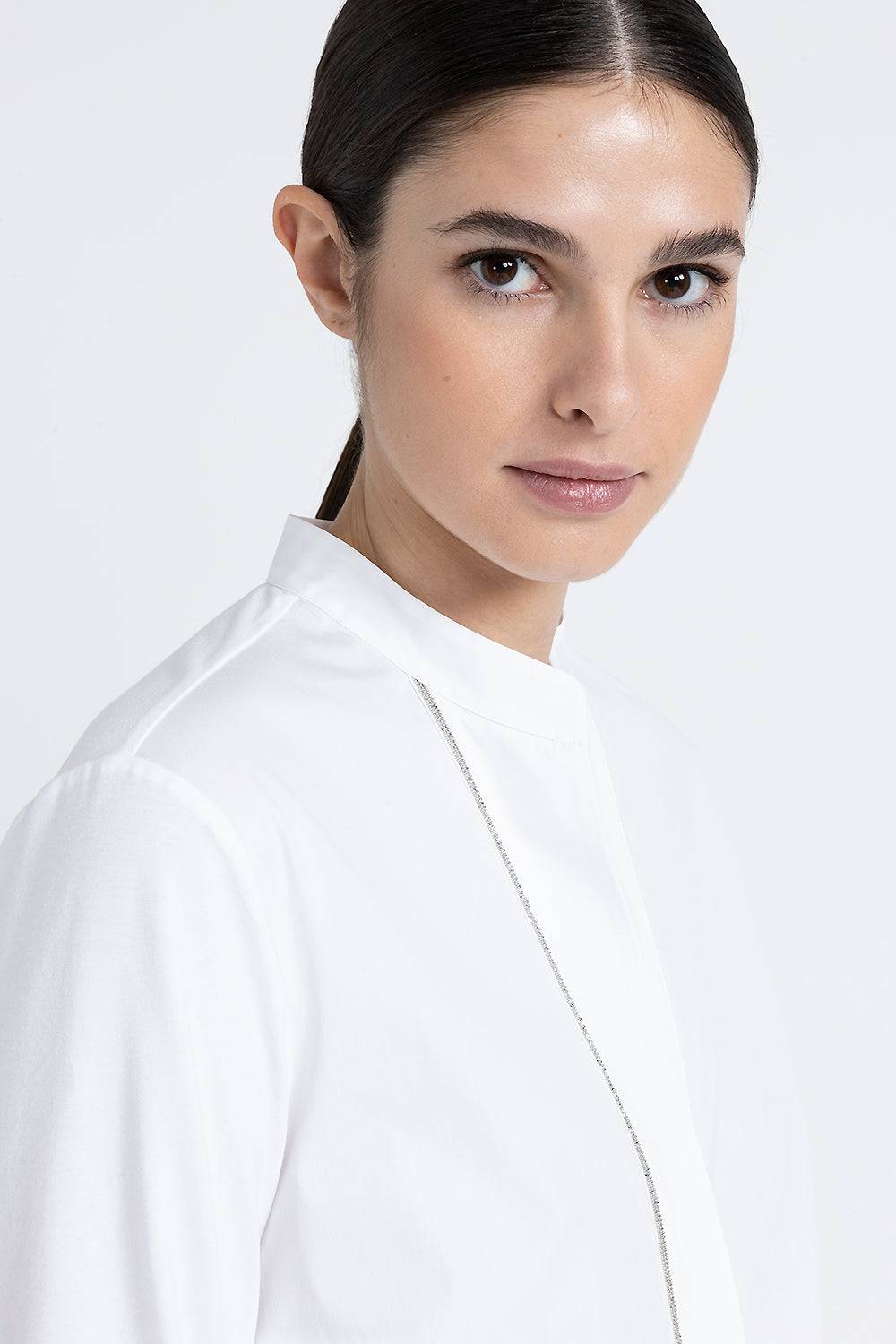 Peserico Camicia coreana in popeline e jersey di cotone Shopping Online