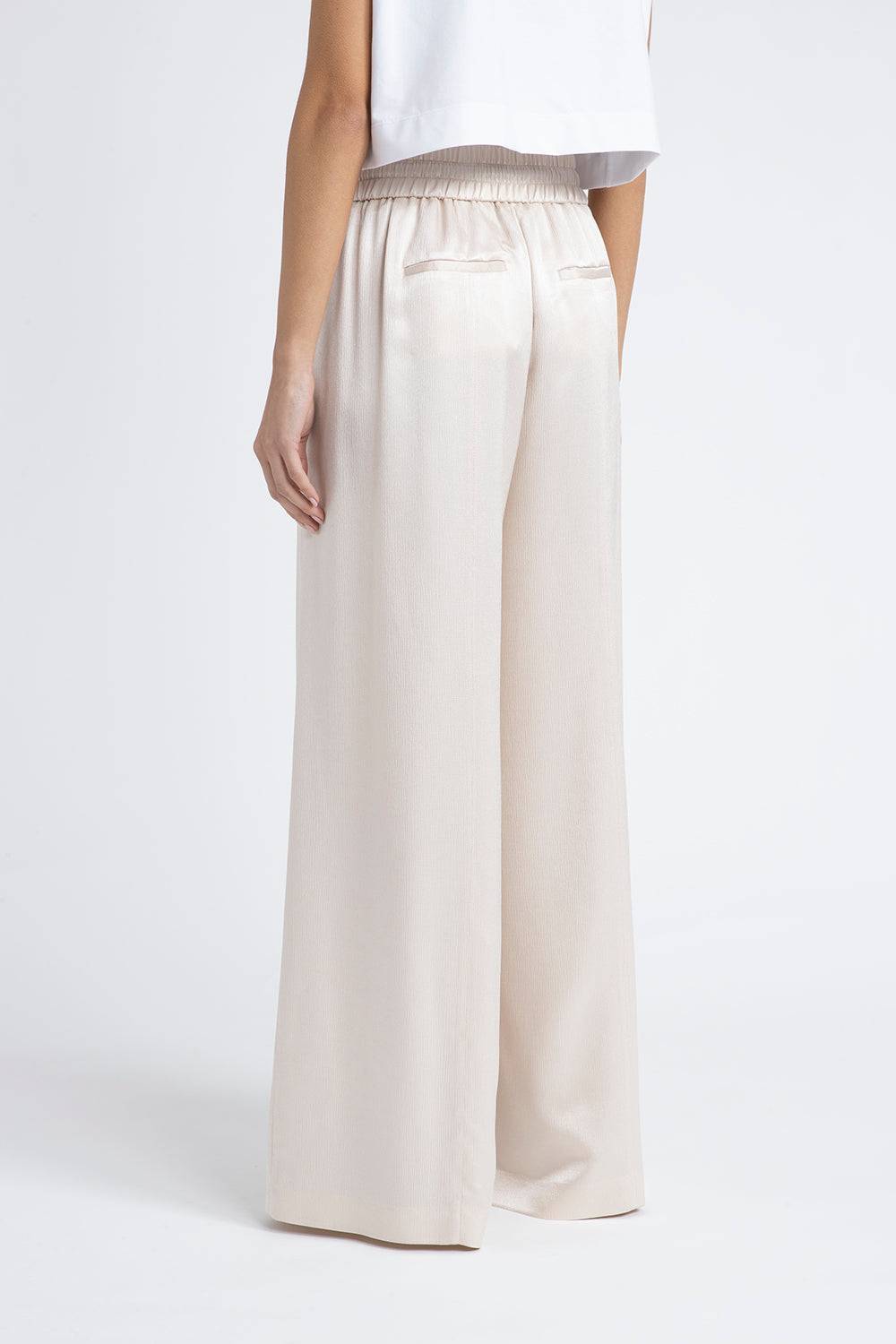 Peserico Pantalone wide semilucido in lana e viscosa Convenienza