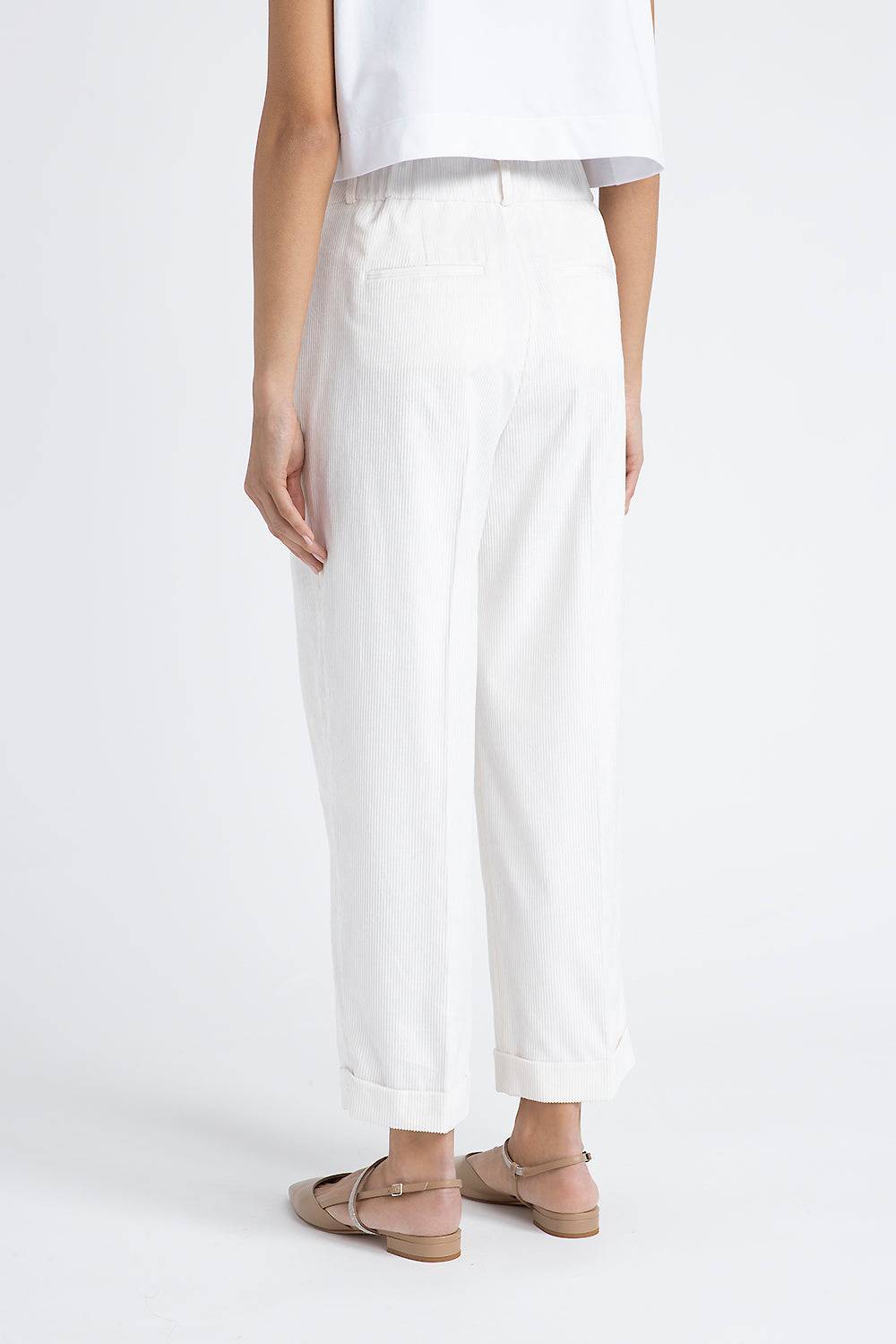 Peserico Pantalone carrot in velluto fluido 1000 righe Offerta