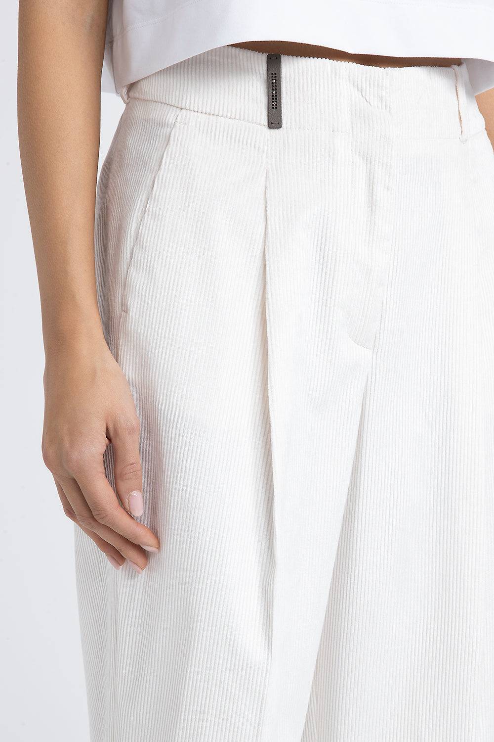 Peserico Pantalone carrot in velluto fluido 1000 righe Offerta