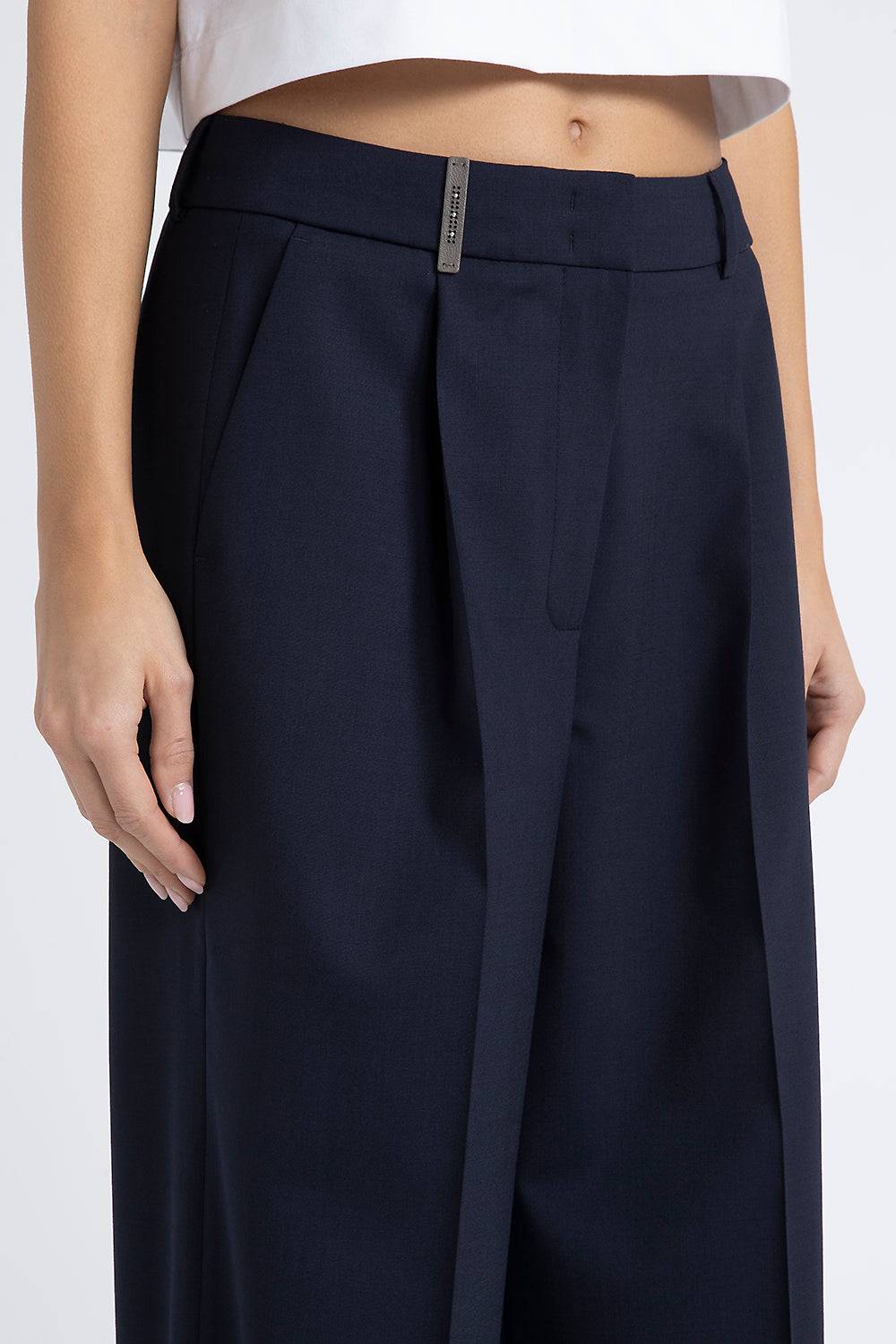 Peserico Pantalone palazzo in lana tecnica Saldi