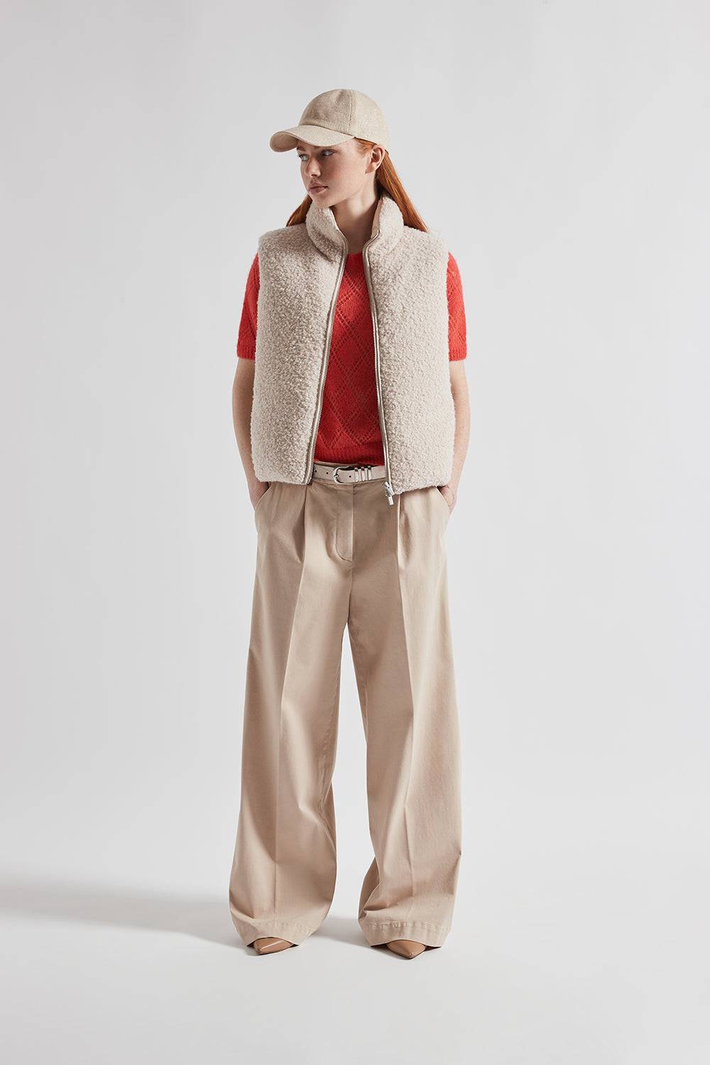 Peserico Pantalone gamba larga in gabardina di cotone Offerte