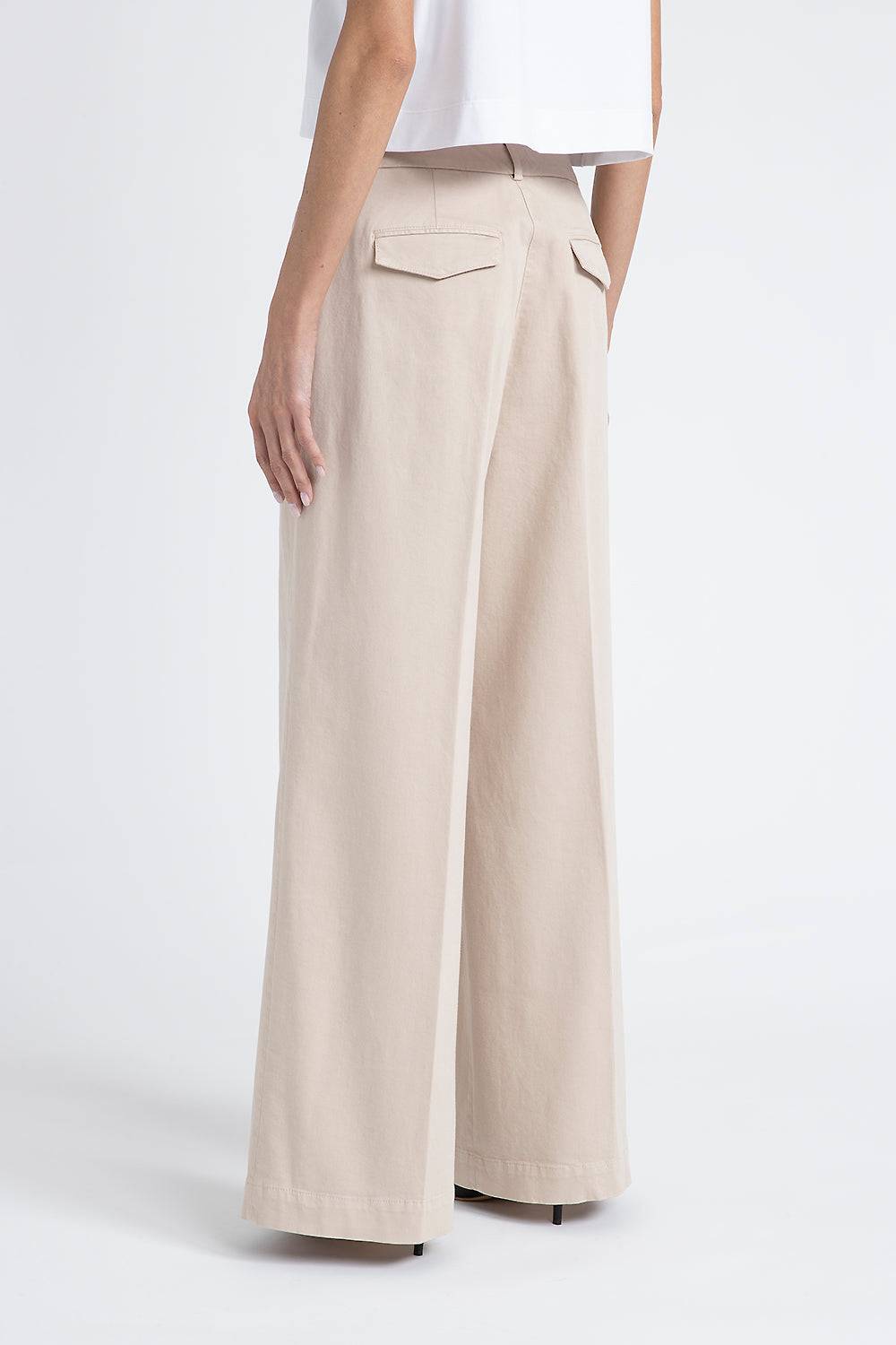 Peserico Pantalone gamba larga in gabardina di cotone Offerte