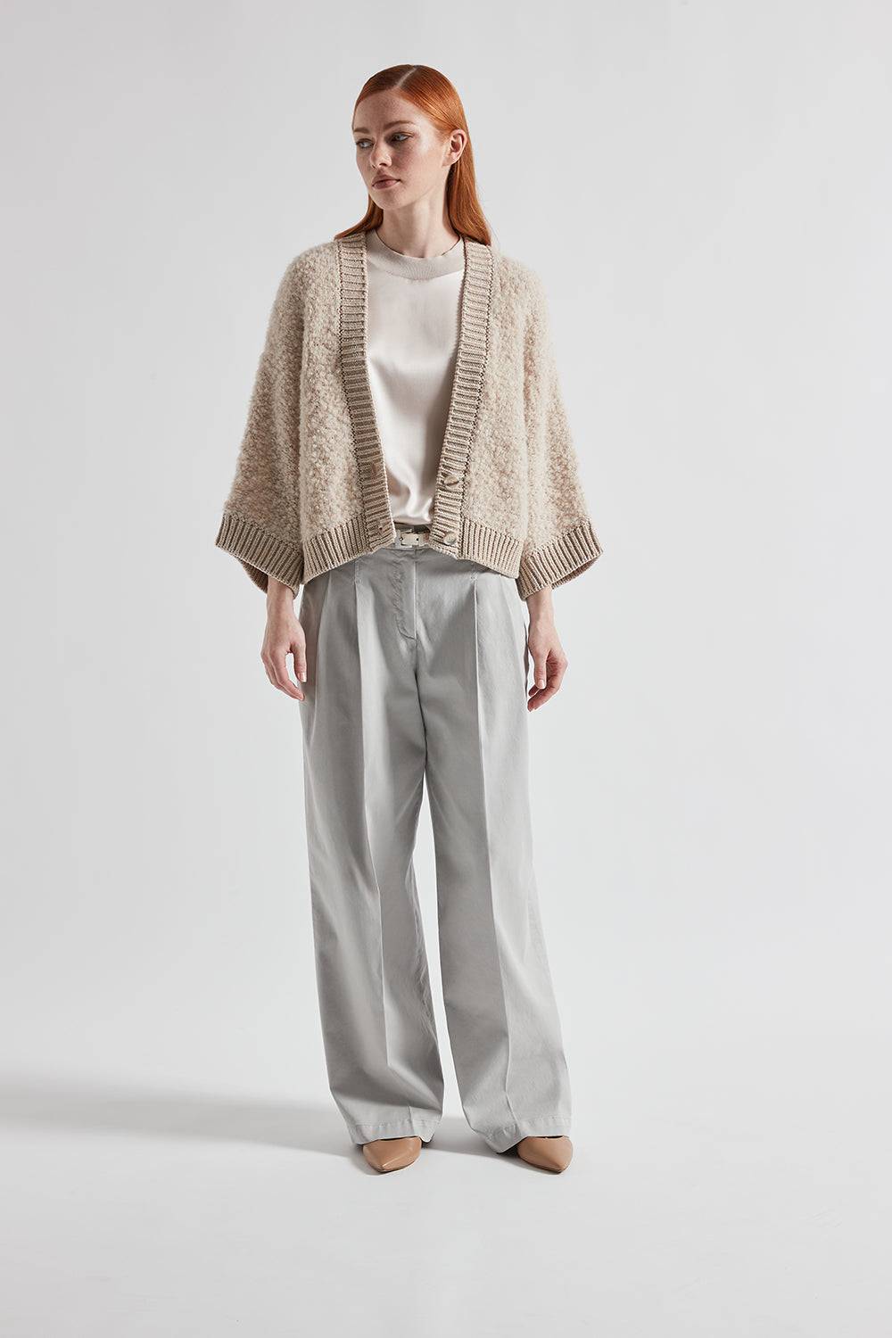 Peserico Pantalone con pieghe in gabardina di cotone seta e tencel Vendita Calda