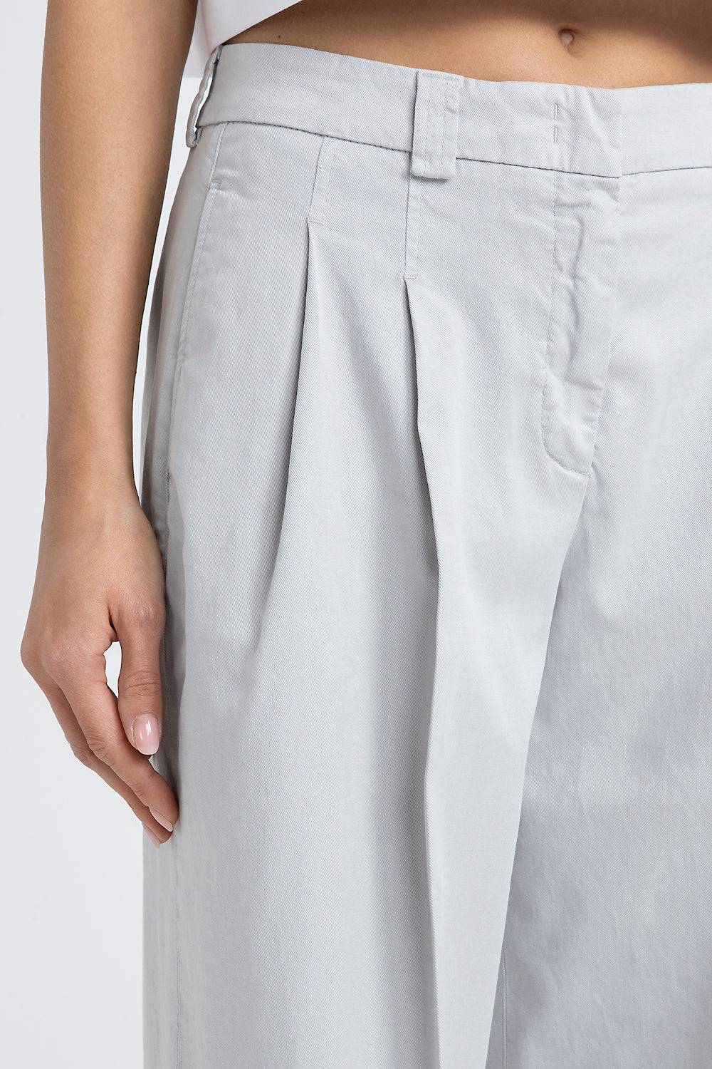 Peserico Pantalone con pieghe in gabardina di cotone seta e tencel Vendita Calda