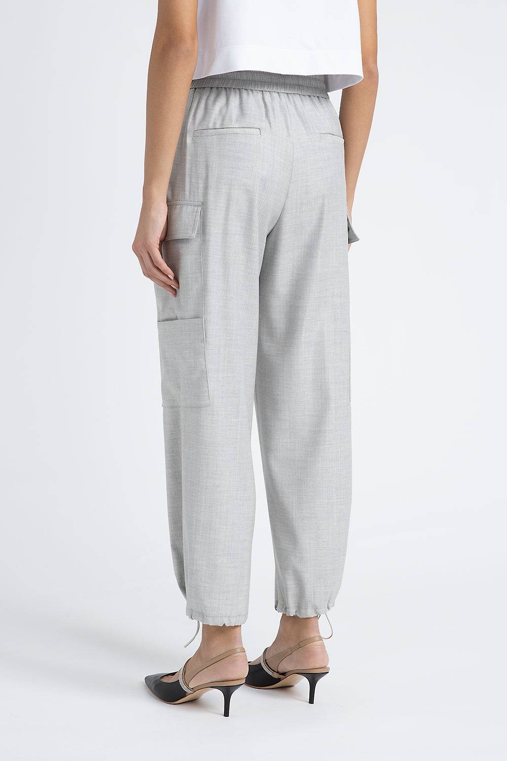 Peserico Pantalone baggy con tasche cargo in lana viscosa Vendita Economica