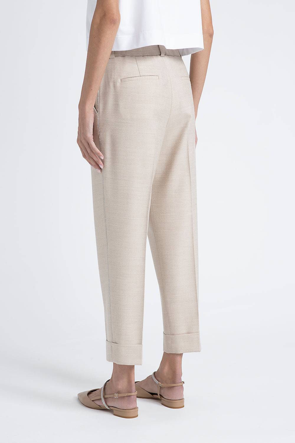 Peserico Pantalone in tela di lana jaspé comfort Loro Piana Nuova