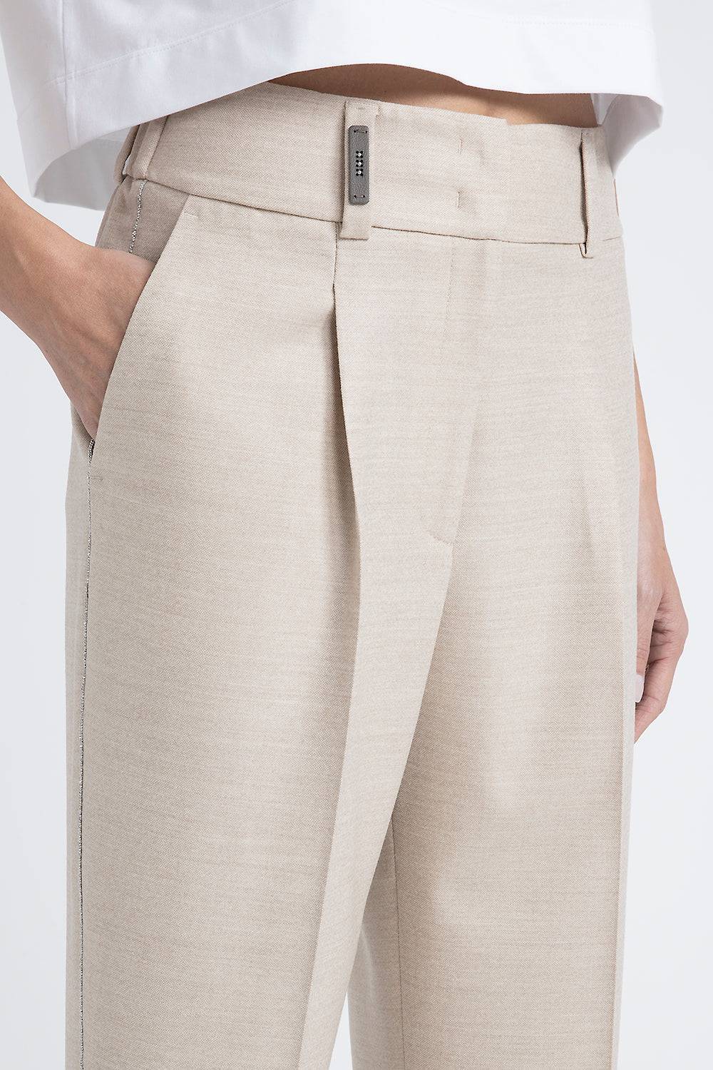 Peserico Pantalone in tela di lana jaspé comfort Loro Piana Nuova