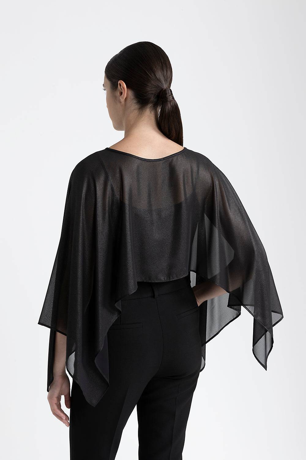 Peserico Poncho georgette laminata effetto bagnato Nuovo