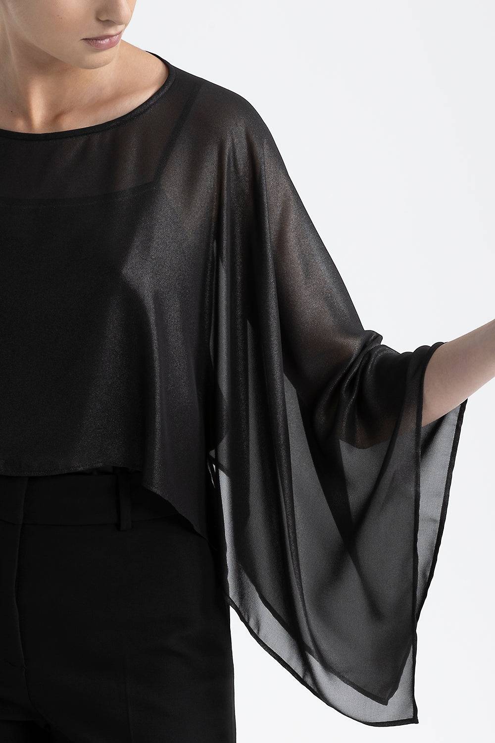 Peserico Poncho georgette laminata effetto bagnato Nuovo