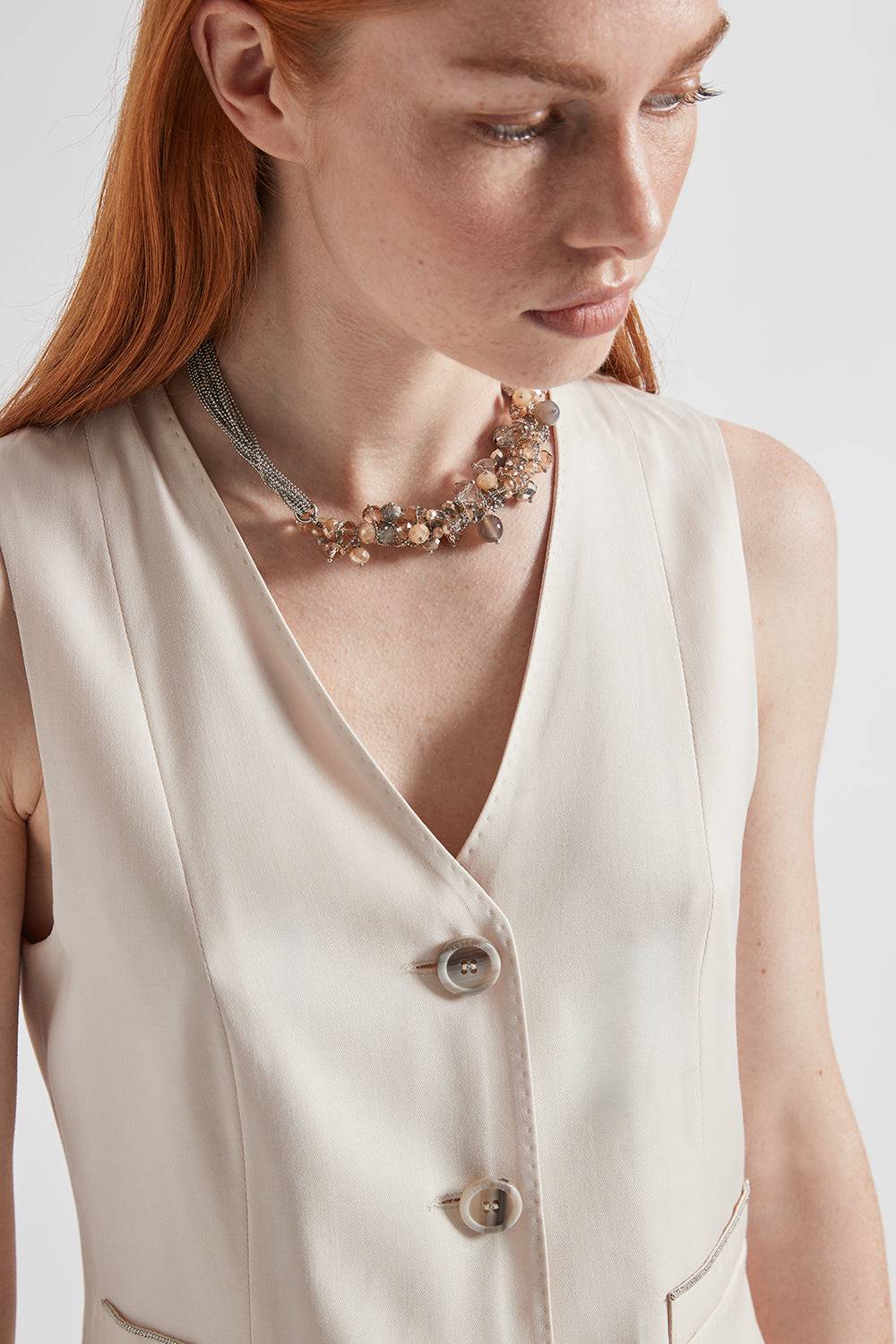 Peserico Collana girocollo con demi-cristalli e pietre dure Shopping Online