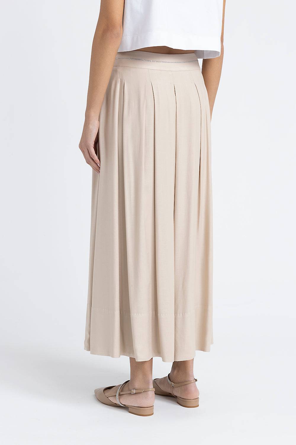Peserico Gonna lunga a pieghe in twill di lana e viscosa Offerta speciale