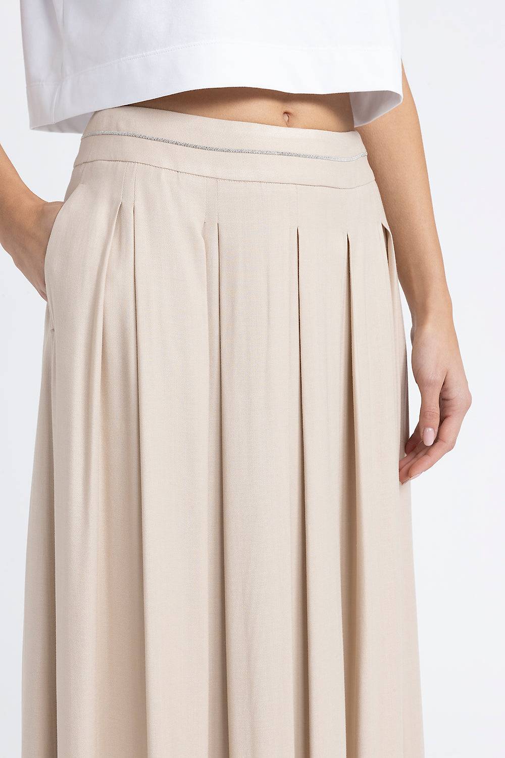 Peserico Gonna lunga a pieghe in twill di lana e viscosa Offerta speciale
