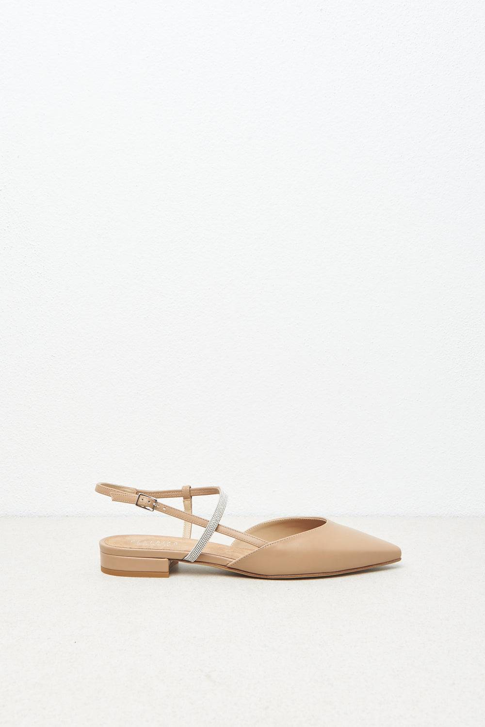 Peserico Ballerine slingback flat in pelle con Punto Luce Offerte