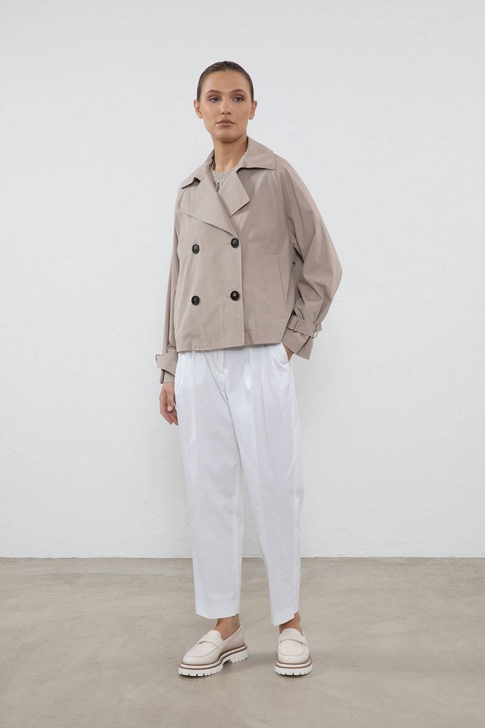 Peserico Trench corto in gabardina di cotone tecnica Vendita Economica