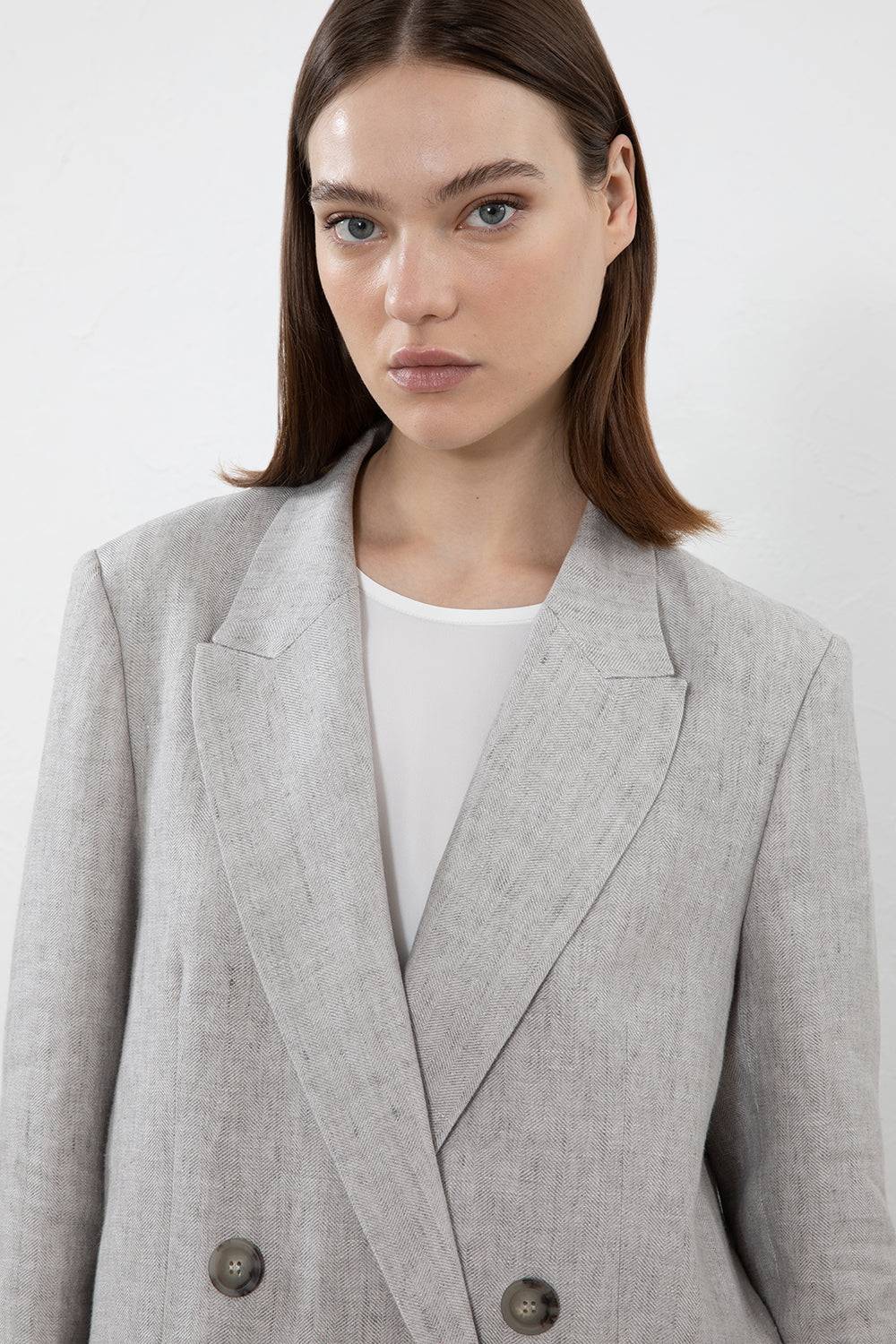 Peserico Blazer doppiopetto in puro lino Vendite Flash
