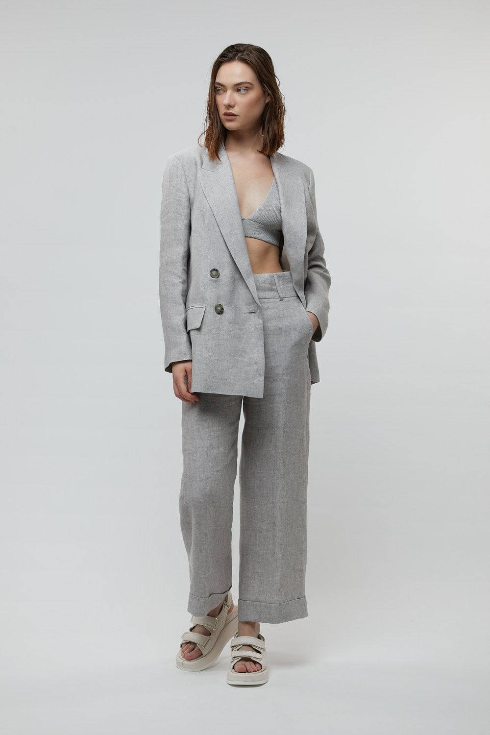 Peserico Blazer doppiopetto in puro lino Vendite Flash
