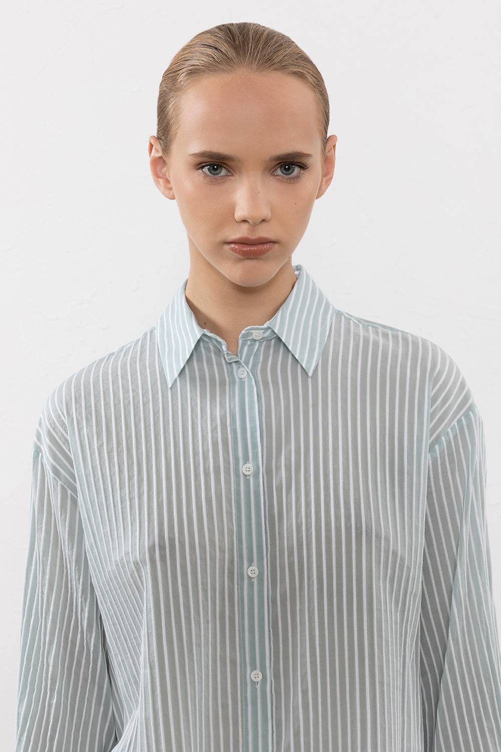 Peserico Camicia in leggera tela rigata di cotone Italia