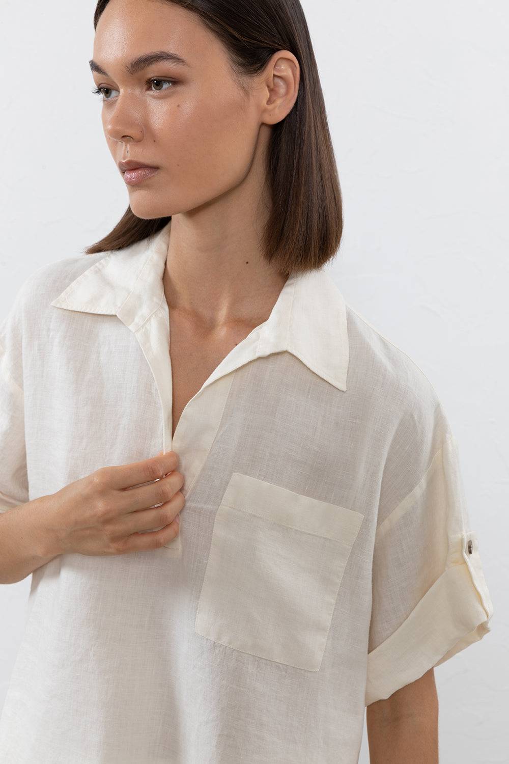 Peserico Blusa in tela di puro lino 2025