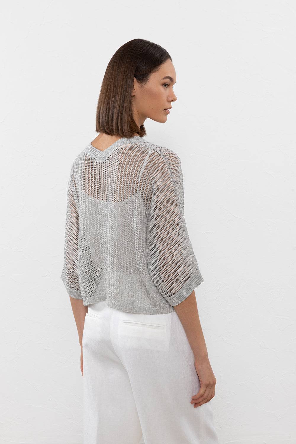 Peserico Maglia in filato di lino cotone crepe e lurex Spedizione Gratuita
