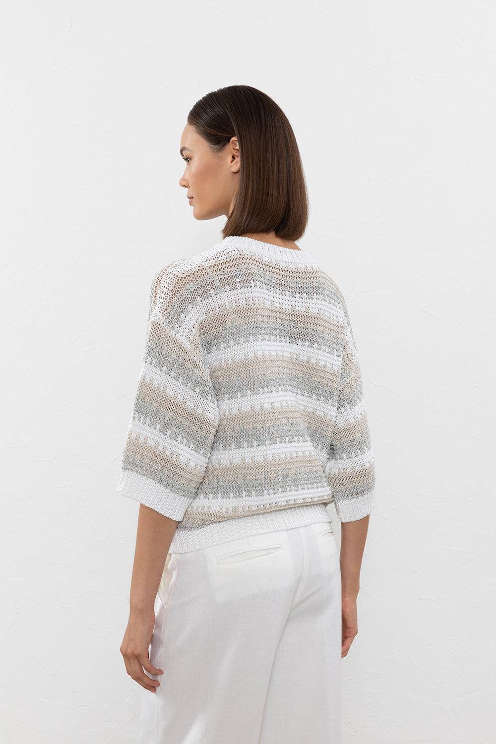 Peserico Maglia in filato di viscosa, lino, tencel e paillettes Qualità Garantita