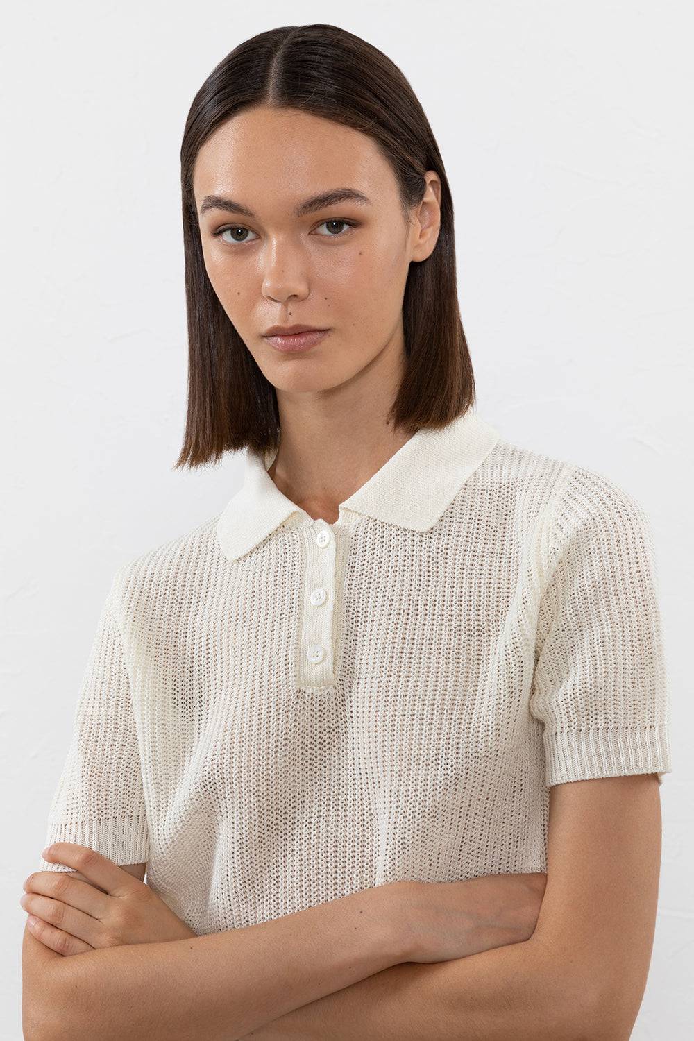 Peserico Maglia in filato di lino cotone crepe melange Negozi Online