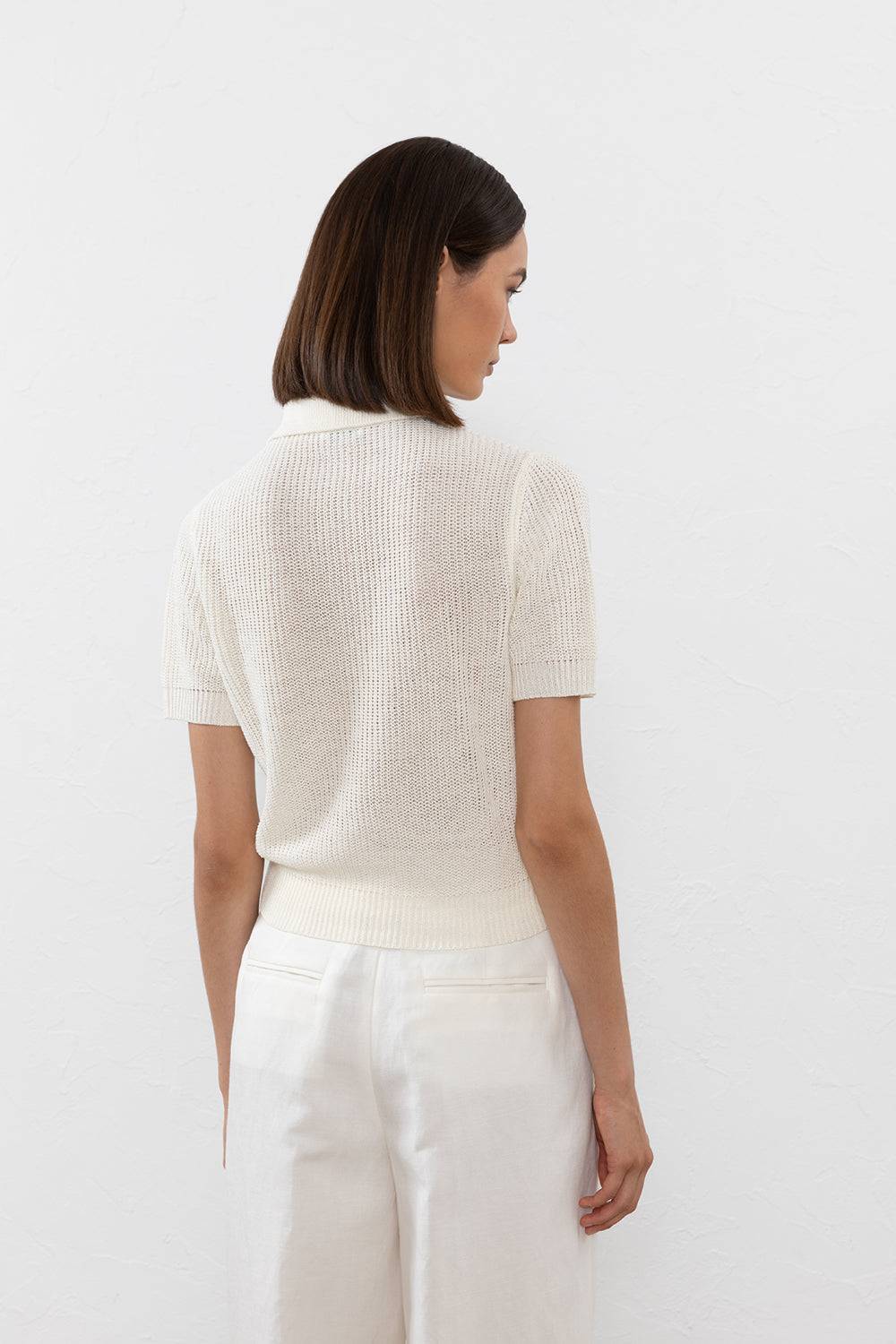 Peserico Maglia in filato di lino cotone crepe melange Negozi Online