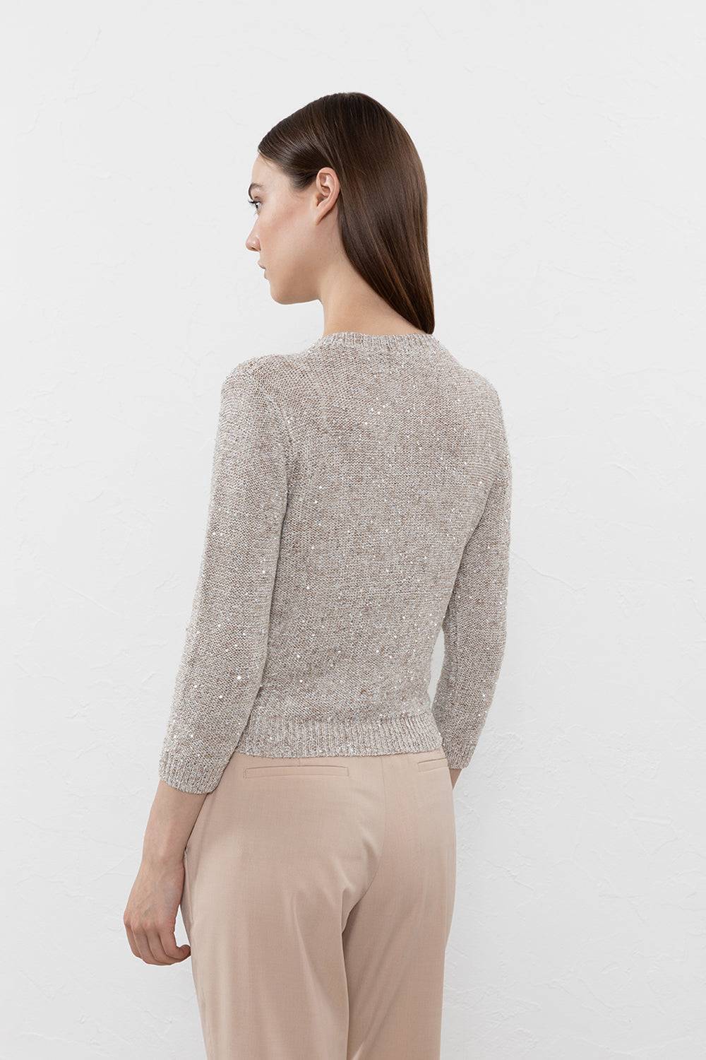 Peserico Maglia in filato di misto lino, viscosa e tencel con paillettes Acquista Ora