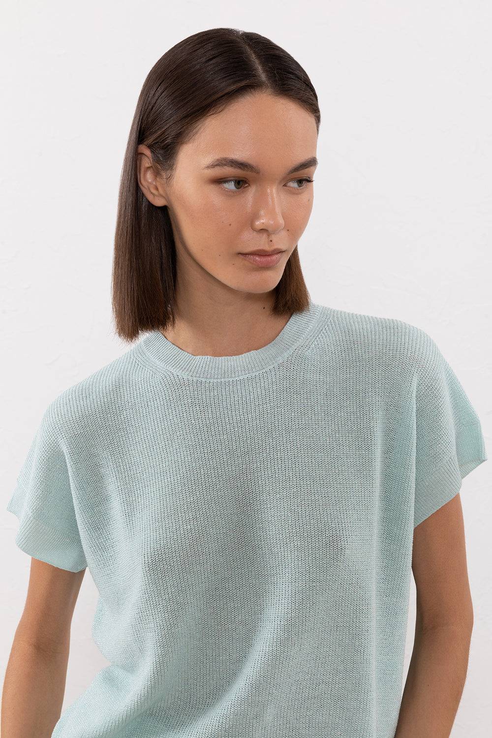 Peserico Maglia in filato di lino cotone crepe e lurex Sconti VIP