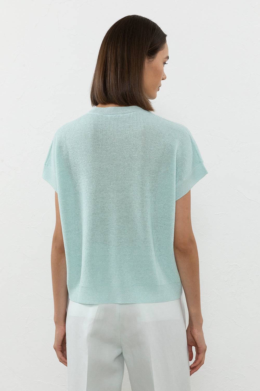 Peserico Maglia in filato di lino cotone crepe e lurex Sconti VIP