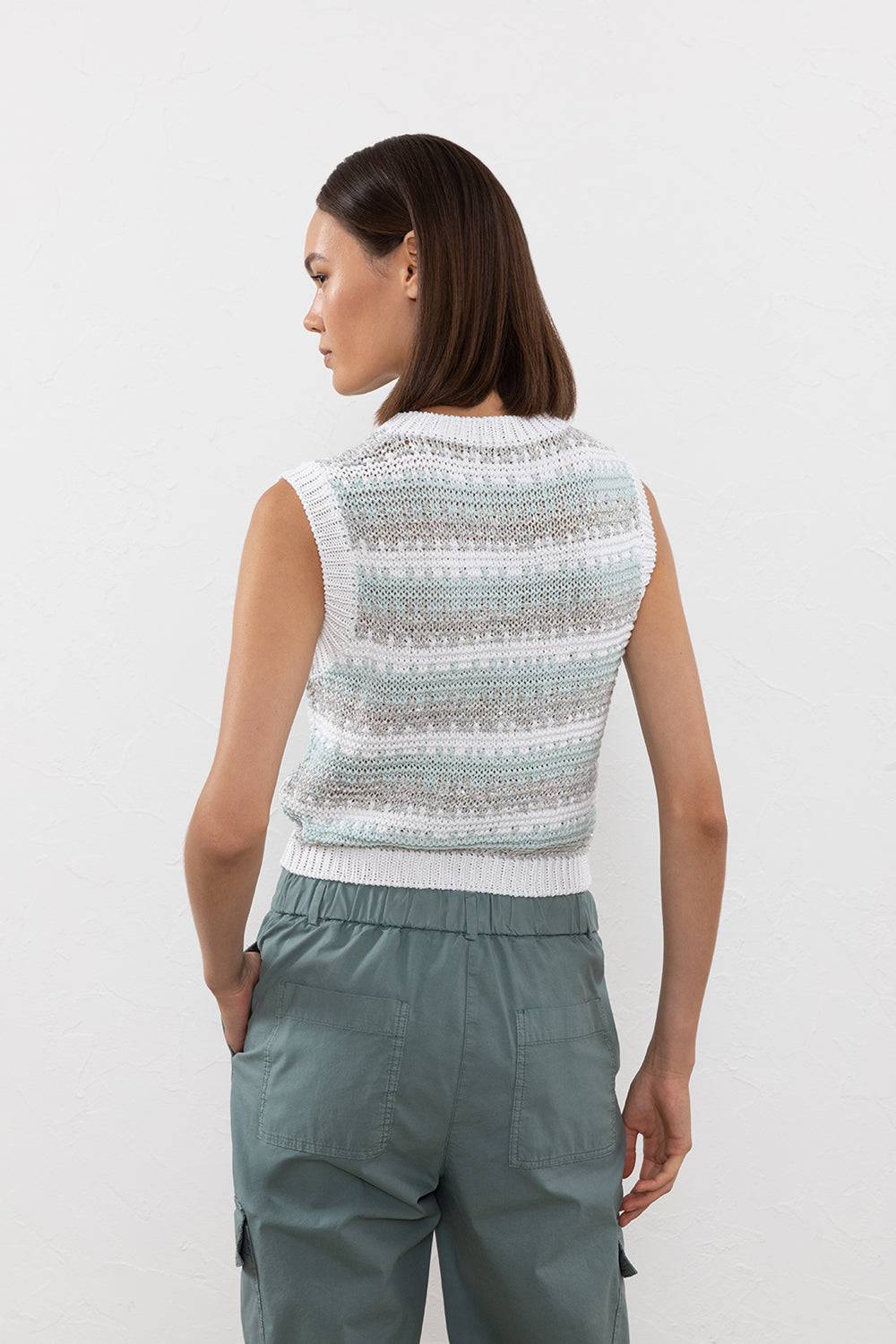 Peserico Top in filato di viscosa, lino, lurex e paillettes Promozione Limitata