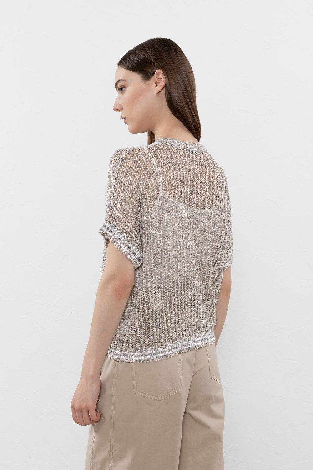 Peserico Maglia in filato di lino, viscosa e paillettes Fino Al -60%