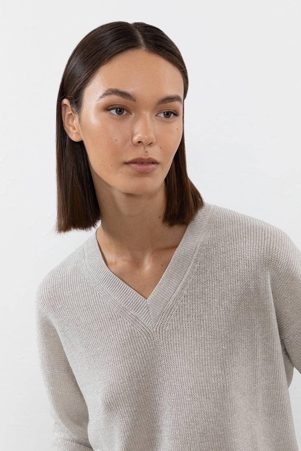 Peserico Maglia in filato di lino cotone crepe e lurex Affare Del Giorno
