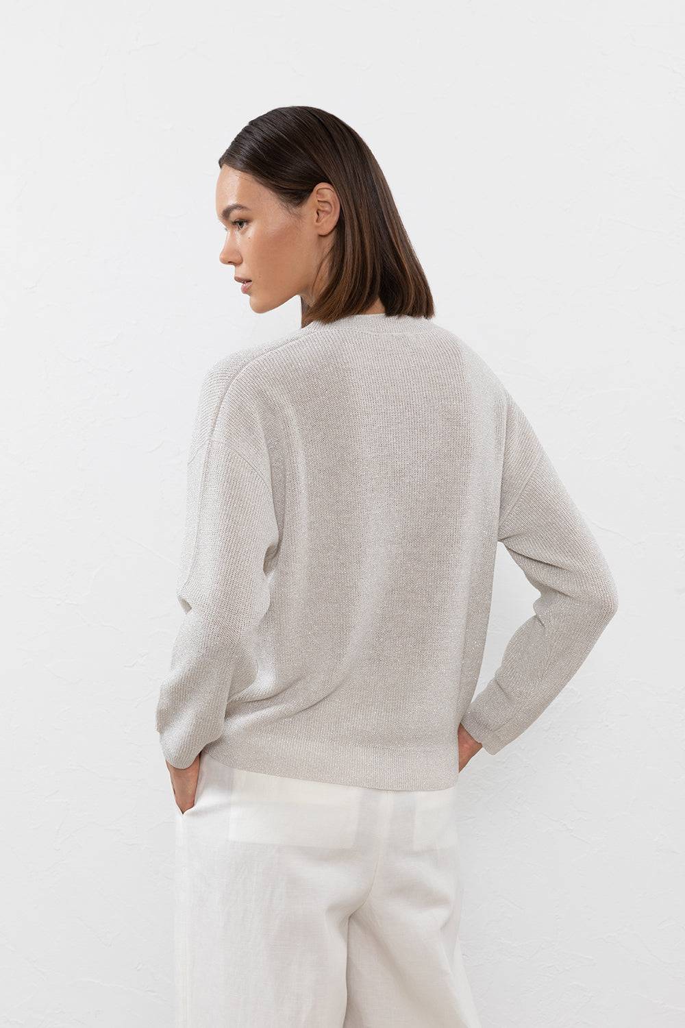 Peserico Maglia in filato di lino cotone crepe e lurex Affare Del Giorno