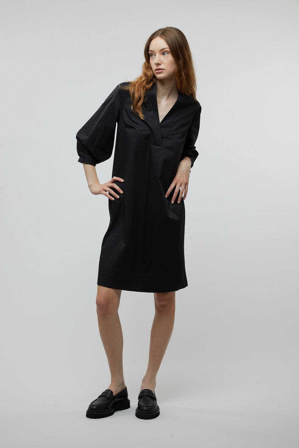 Peserico Abito midi in popeline di cotone stretch Presa