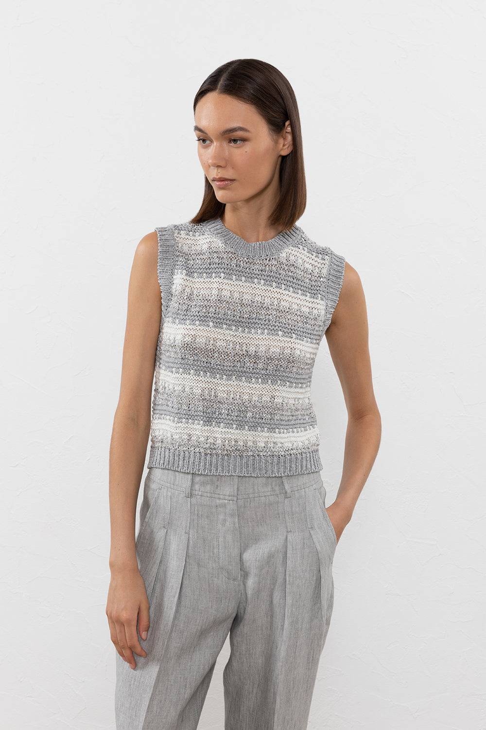 Peserico Top in filato di viscosa, lino, lurex e paillettes Offerte