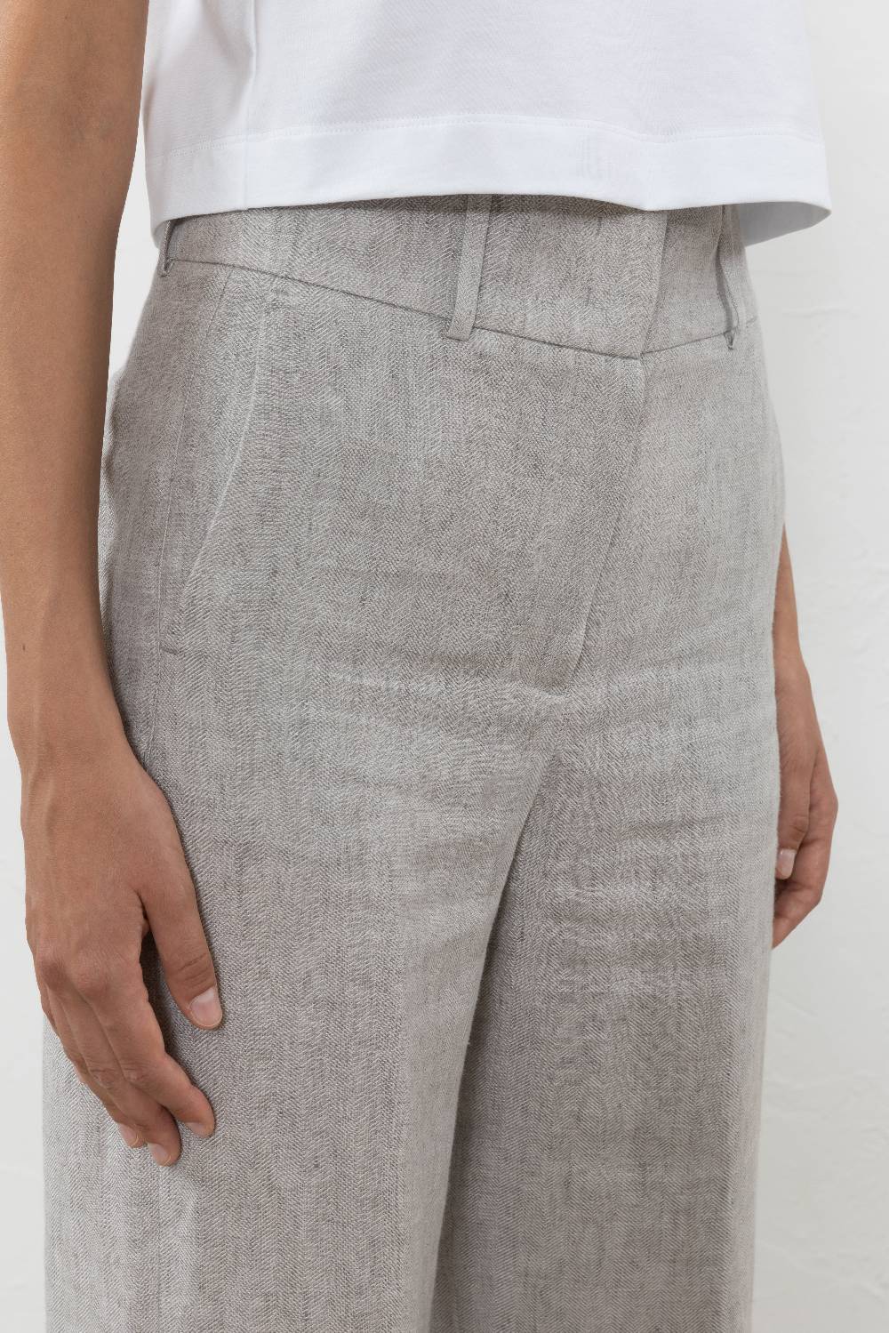 Peserico Pantalone in tela spinata di puro lino Italia