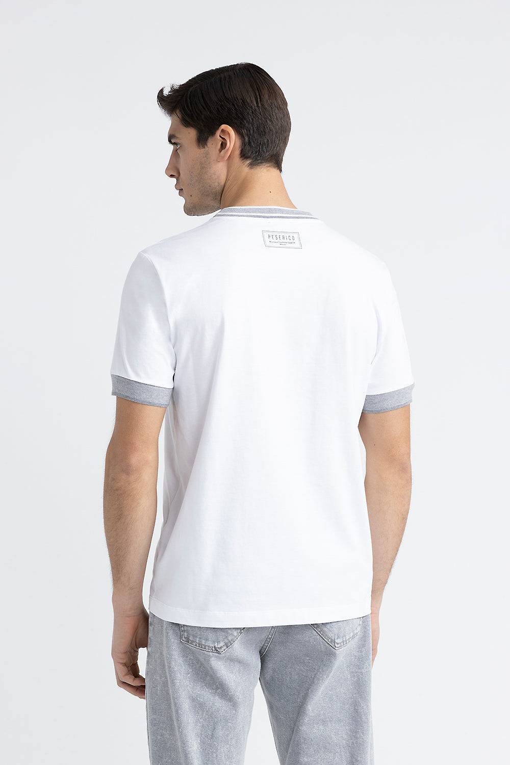 Peserico T-shirt in jersey di cotone con dettagli tricot Vendita Economica