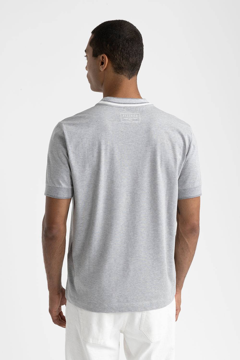 Peserico T-shirt in jersey di cotone con dettagli tricot Saldi Di Fabbrica