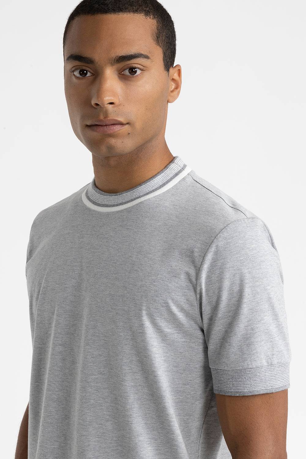 Peserico T-shirt in jersey di cotone con dettagli tricot Saldi Di Fabbrica