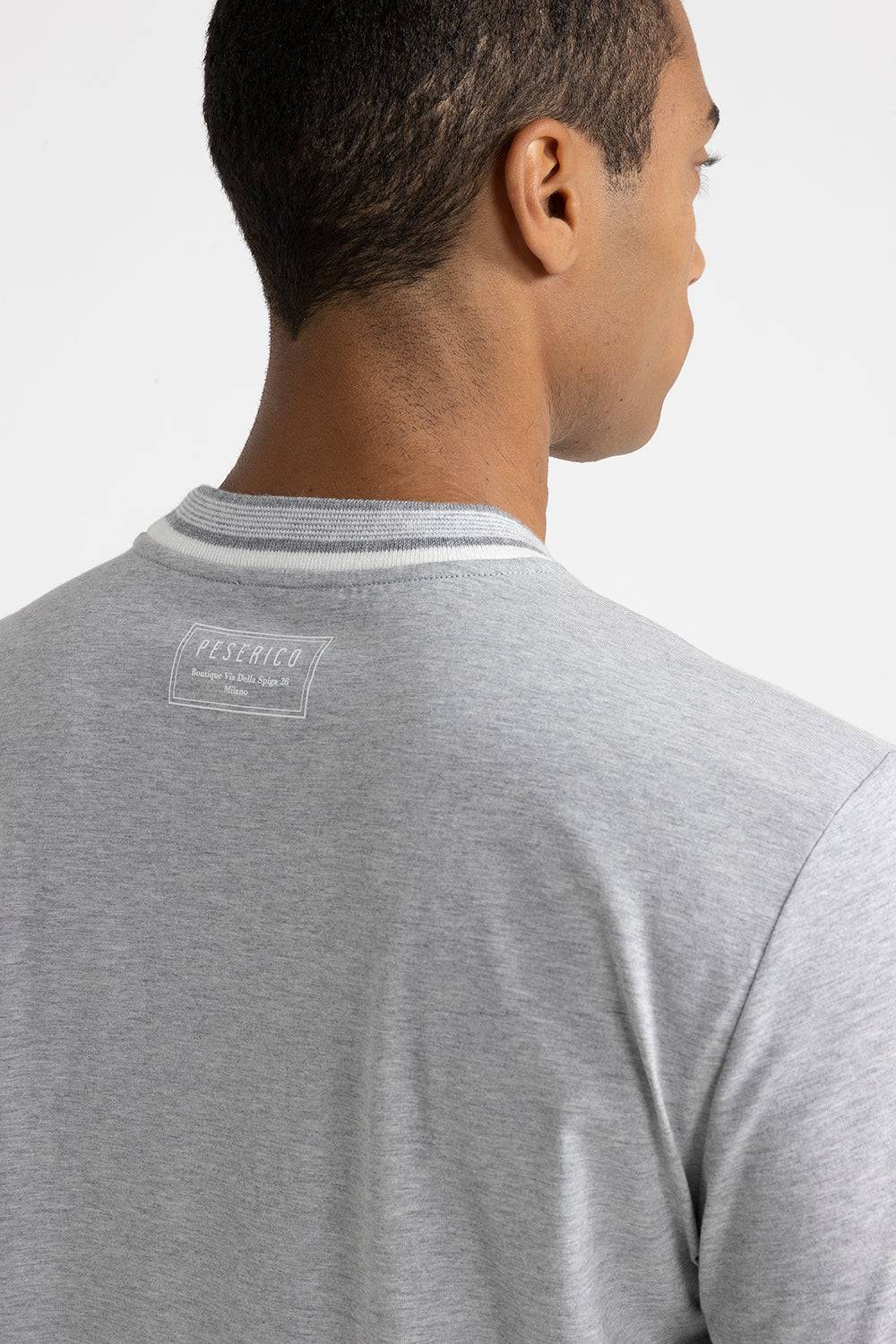 Peserico T-shirt in jersey di cotone con dettagli tricot Saldi Di Fabbrica